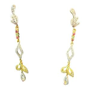 Chic Gold and Silver tone Leaf Drop Earrings